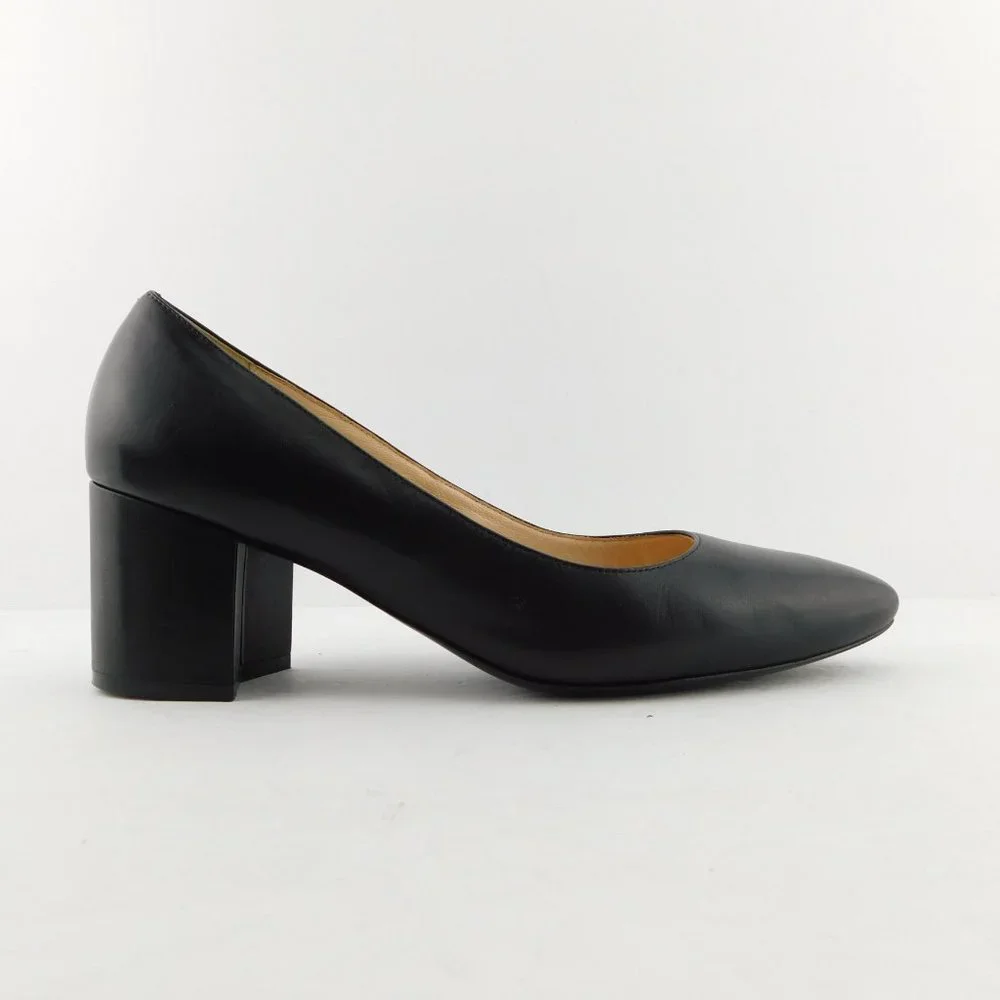 COLE HAAN Black Leather Block Heel Pumps 11